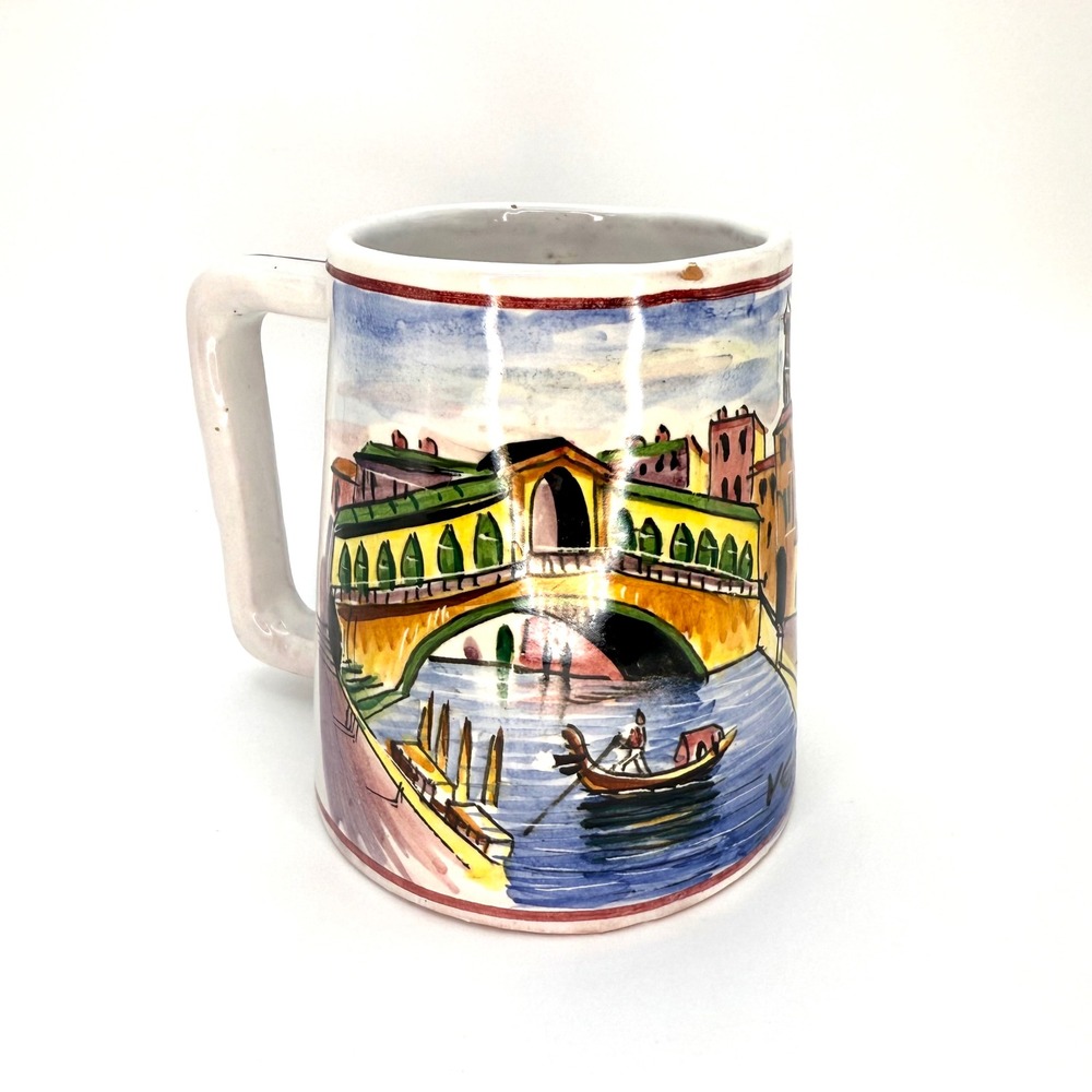 Vintage Mediterranean‎ Cruise 1952 Souvenir Mug Venice Italy Signed Nika Salerno